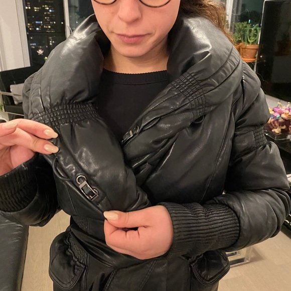 Rare Genuine Leather Bubble Winter Coat with belt - Picture 7 of 7